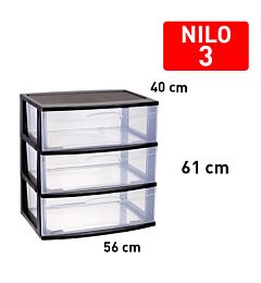 CASSETTIERA NILO 3 CASSETTI NEROPlastic Forte