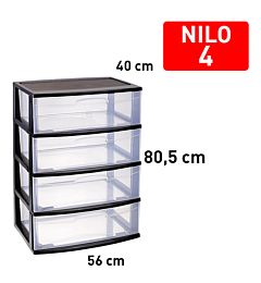 CASSETTIERA NILO 4 CASSETTI NEROPlastic Forte