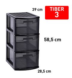 CASSETTIERA TIBER 3 CASSETTI GRIS TRAS F18Plastic Forte