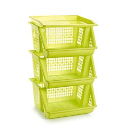 SET 3 SCAFFALI PER VERDURA IMPILABILI VERDE-GIALLOPlastic Forte