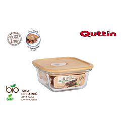 FIAMBR.CUADR. BOROSILIC.TAPA BAMBU 12X12CM  QUTTINQuittin