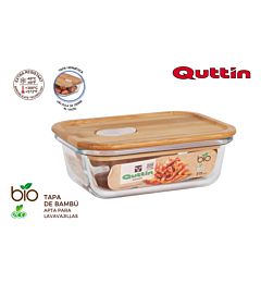 FIAMBR.RECT.BOROSILIC.TAPA BAMBU 14.5X11CM  QUTTINQuittin