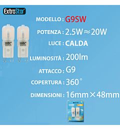 LAMPADA DI LED G9 2.5W 200LM LUCE CALDA 2PZExtrastar