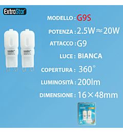 LAMPADA DI LED G9 2.5W 200LM LUCE FREDDA 2PZExtrastar