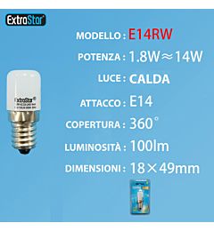 LAMPADINA LED E14 1.8W 100LM LUCE CALDAExtrastar