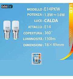LAMPADINA LED E14 1.8W 130LM 3000K  2PZExtrastar