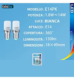 LAMPADINA LED E14 1.8W 130LM 6500K  2PZExtrastar
