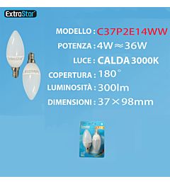 LAMPADINA LED E14 4W 300LM  2U LUCE CALDAExtrastar
