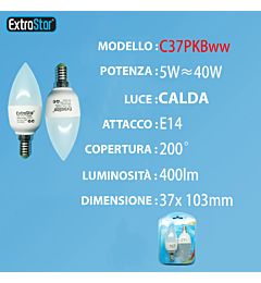LAMPADINA LED E14 5W 400LM  2PZ LUCE CALDAExtrastar