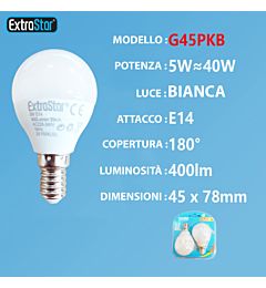 LAMPADINA LED E14 5W 400LM  2PZ LUCE FREDDAExtrastar
