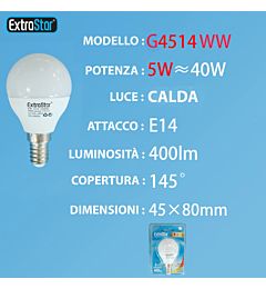 LAMPADINA LED E14 5W 400LM 3000KExtrastar