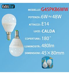 LAMPADINA LED E14 6W 480LM  2PZ LUCE CALDAExtrastar