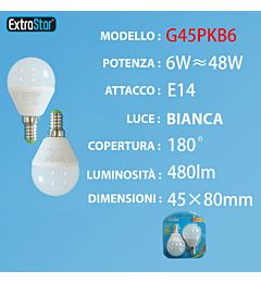 LAMPADINA LED E14 6W 480LM  2PZ LUCE FREDDAExtrastar