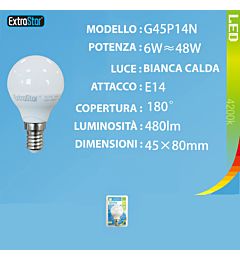 LAMPADINA LED E14 6W 480LM 4200KExtrastar