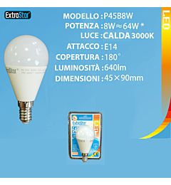 LAMPADINA LED E14 8W 640LM 3000KExtrastar