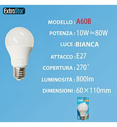 LAMPADINA LED E27 10W 800LM LUCE FREDDAExtrastar