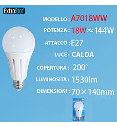 LAMPADINA LED E27 18W 1450LM LUCE CALDAExtrastar