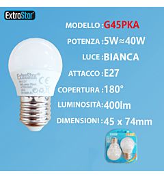 LAMPADINA LED E27 5W 400LM  2PZ LUCE FREDDAExtrastar