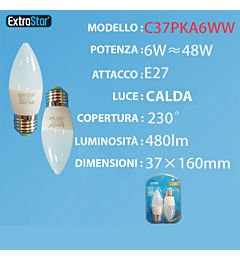 LAMPADINA LED E27 6W 480LM  2PZ LUCE CALDAExtrastar