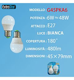LAMPADINA LED E27 6W 480LM  2PZ LUCE FREDDAExtrastar