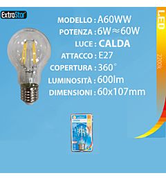 LAMPADINA LED E27 6W 600LM 3000KExtrastar