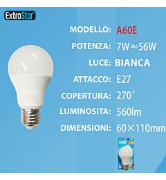 LAMPADINA LED E27 7W 560LM LUCE FREDDAExtrastar