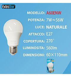 LAMPADINA LED E27 7W 560LM LUCE NATURALEExtrastar