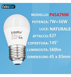 LAMPADINA LED E27 7W 560LM LUCE NATURALEExtrastar