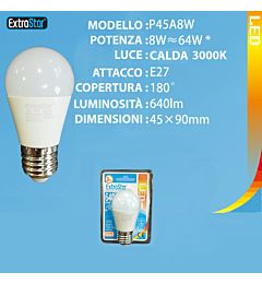 LAMPADINA LED E27 8W 640LM 3000KExtrastar