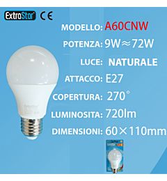 LAMPADINA LED E27 9W 720LM LUCE NATURALEExtrastar