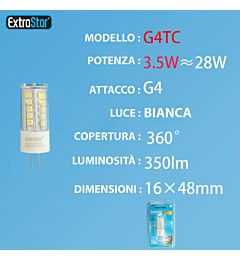 LAMPADINA LED G4 3.5W 350LM 12V LUCE FREDDAExtrastar