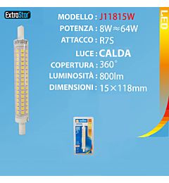 LAMPADINA LED R7S SMD 8W 800LM 118MM 3000KExtrastar