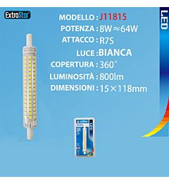 LAMPADINA LED R7S SMD 8W 800LM 118MM 6500KExtrastar