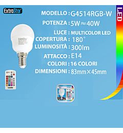 LAMPADINA LED RGB E14 5W 300LMExtrastar
