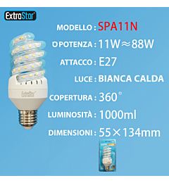 LAMPADINA LED SPIRALE E27 11W 1000LM LUCE NATURALEExtrastar