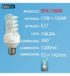LAMPADINA LED SPIRALE E27 13W 1200LM LUCE CALDAExtrastar