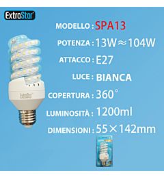LAMPADINA LED SPIRALE E27 13W 1200LM LUCE FREDDAExtrastar