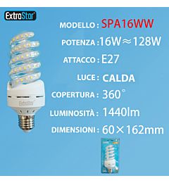 LAMPADINA LED SPIRALE E27 16W 1440LM LUCE CALDAExtrastar