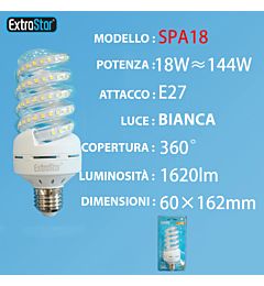 LAMPADINA LED SPIRALE E27 18W 1620LM LUCE FREDDAExtrastar