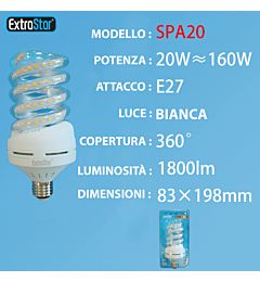 LAMPADINA LED SPIRALE E27 20W 1800LM LUCE FREDDAExtrastar