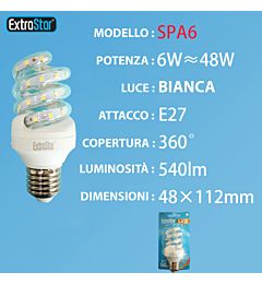 LAMPADINA LED SPIRALE E27 6W 540LM LUCE FREDDAExtrastar