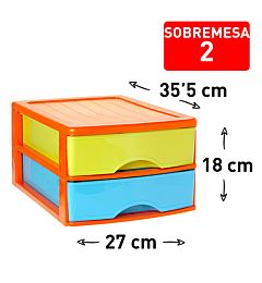 CASSETTIERA DA SCRIVANIA 2 CASSETTI MULTICOLORE