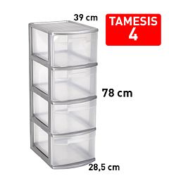 CASSETTIERA 4 CASSETTI TAMESIS ARGENTO