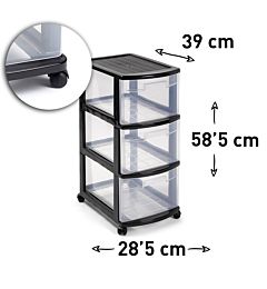 CASSETTIERA 3 CASSETTI CON RUOTE NERO