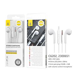 C6202 BI AURICOLARI CON MICROFONO AIR, BIANCO