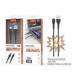 TB1222 NE, MTK, CAVO DATI BURRO MICROUSB, 5A CARIC