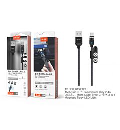 TB1237 NE, MTK, CAVO DI CARICA 3 IN 1 CON CONNETTO