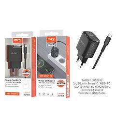 TA0281 NE, CARICABATTERIE DI RETE A FUNGO CON CAVO