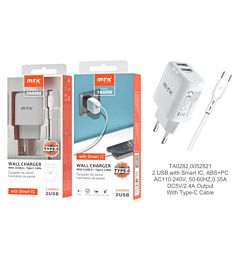 TA0282 BL, CARICABATTERIE DI RETE A FUNGO CON CAVO