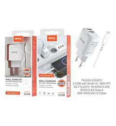 TA0283 BL, CARICABATTERIE DI RETE A FUNGO CON CAVO